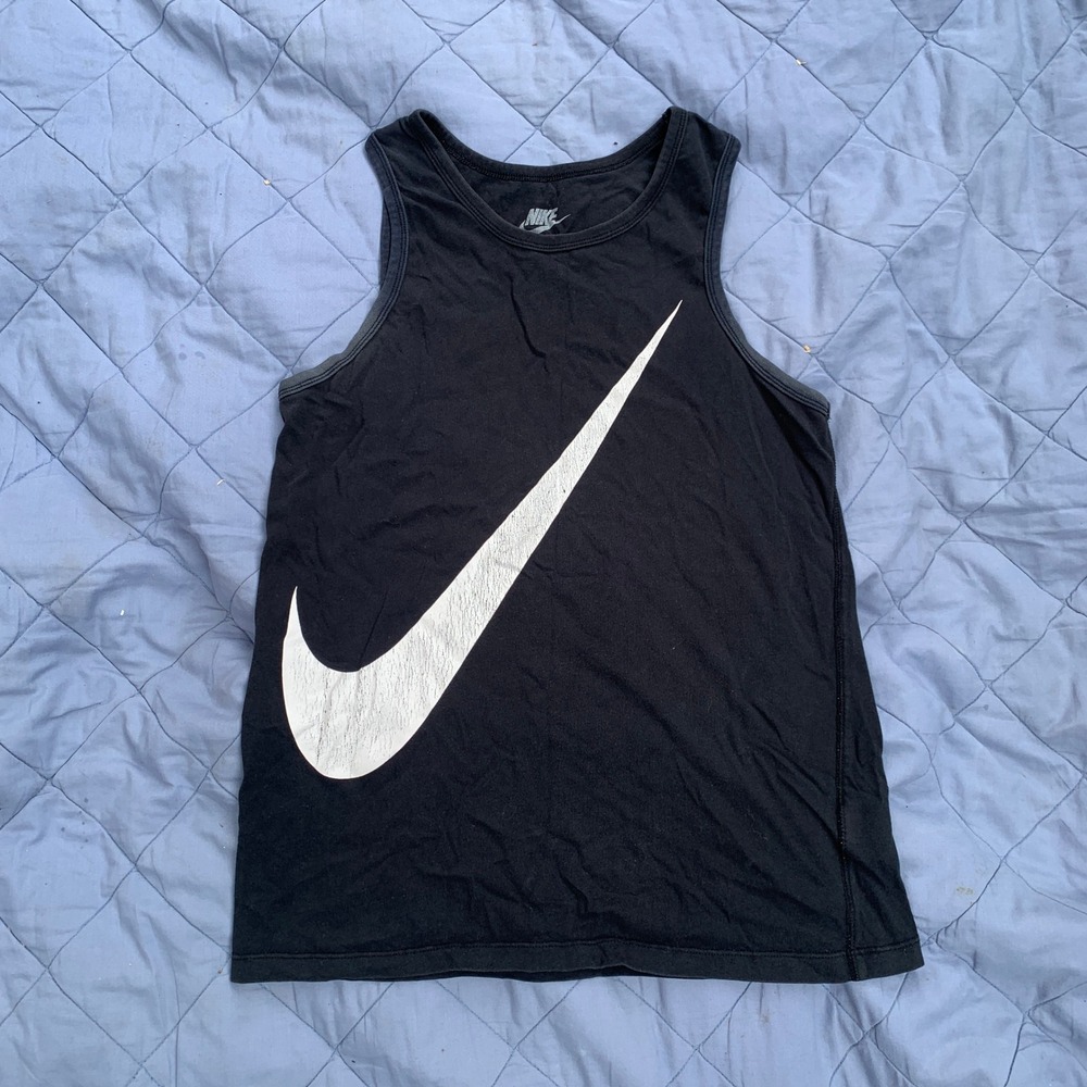 Nike Sportswear large swoosh graphic tank top in black - size medium mens